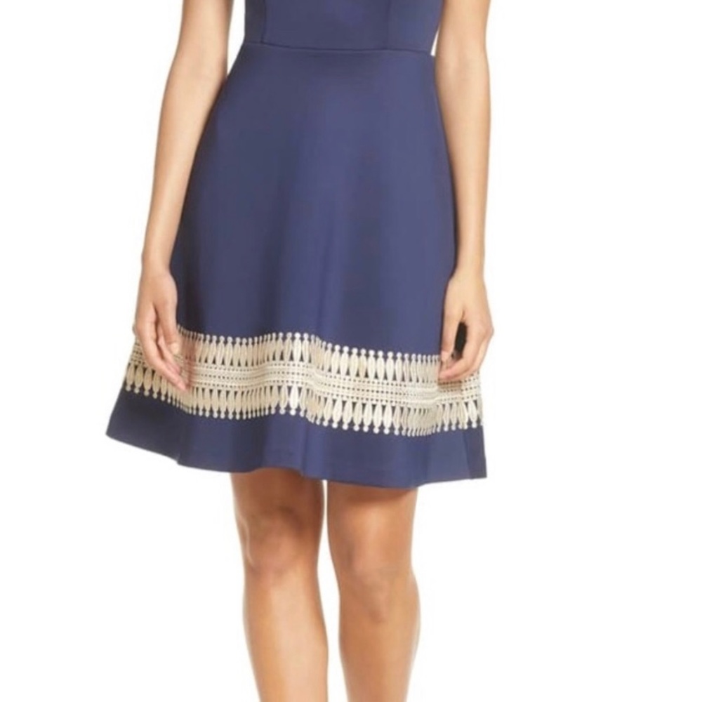 Lilly Pulitzer Klara Dress 2 Navy Gold - Picture 2 of 6